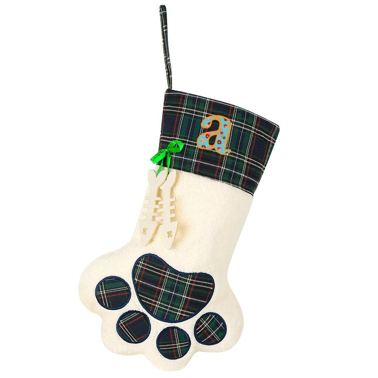 Pet Cat Dog Claw Christmas Stocking - Letter A