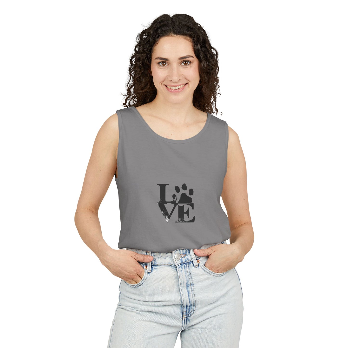 Paw Print Love Tank Top | Animal Lover Gift, Summer Tee, Pet Adoption Support, Casual Wear, Gift for Dog Mom/Dad