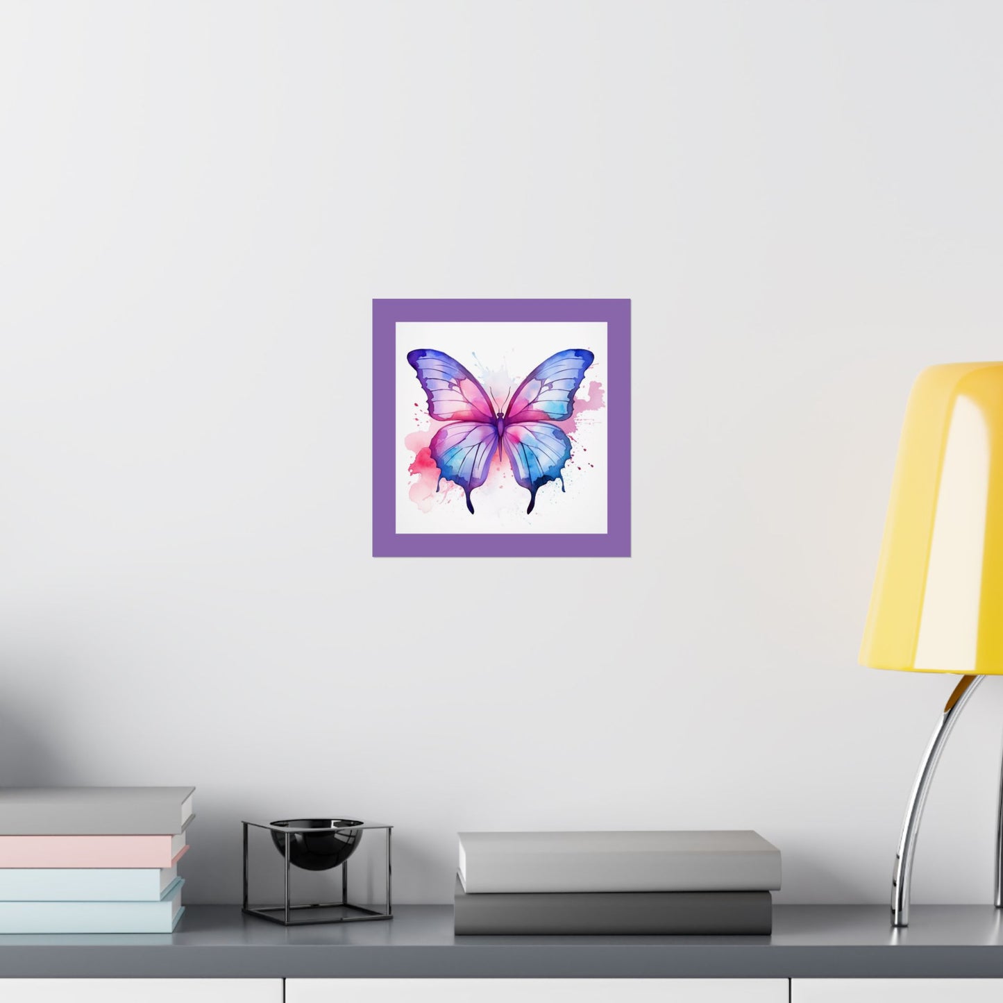 Butterfly Watercolor Matte Poster — Purple Vertical Art Print