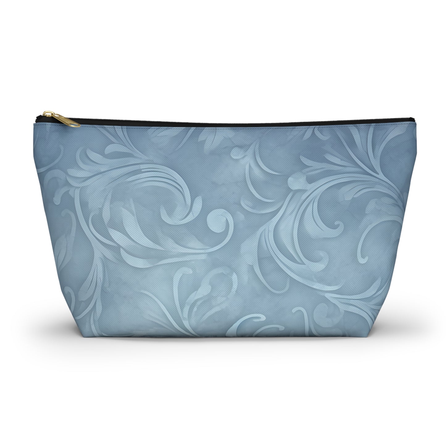 Blue Floral Swirl Accessory Pouch — T-Bottom Makeup & Travel Zip Bag