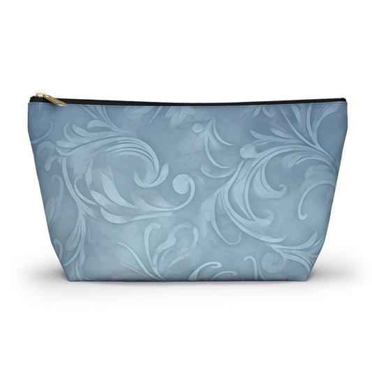 Blue Floral Swirl Accessory Pouch — T-Bottom Makeup & Travel Zip Bag