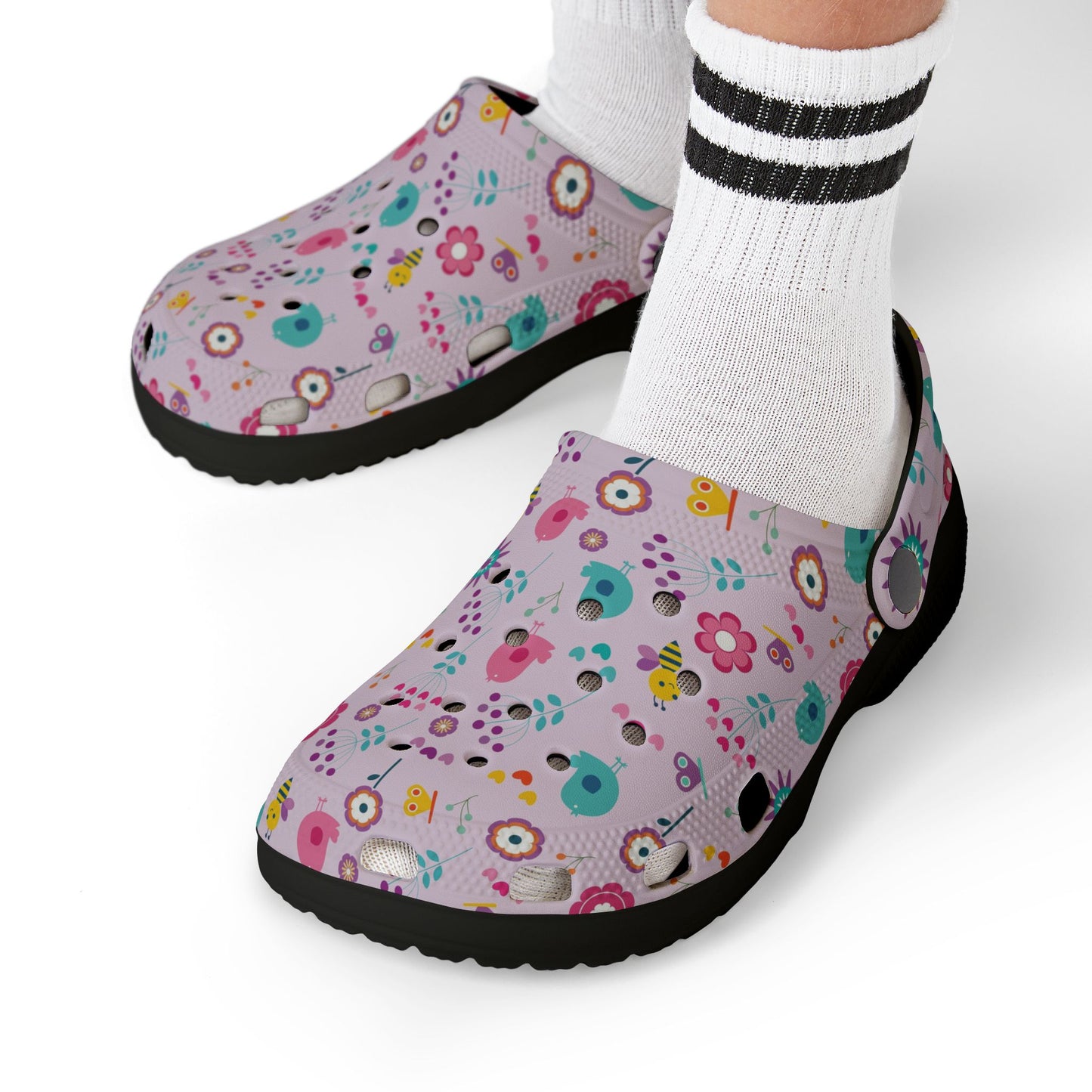 Kids Floral Clogs — Pink EVA Foam Garden Slip-Ons