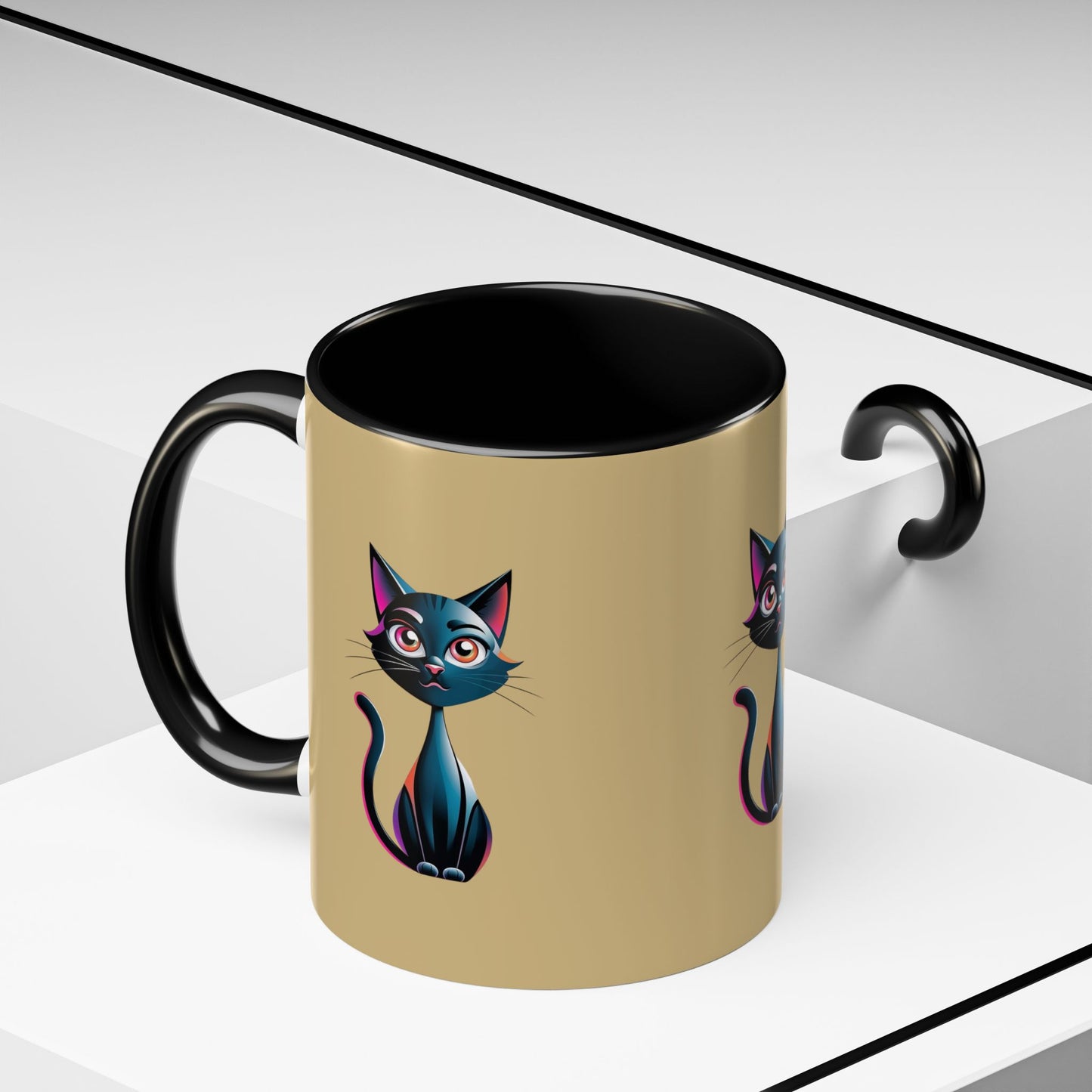 Cute Cat Accent Coffee Mug - Perfect for Cat Lovers, Gift for Birthdays, Home Decor, Animal Enthusiasts, Fun Kitchenware