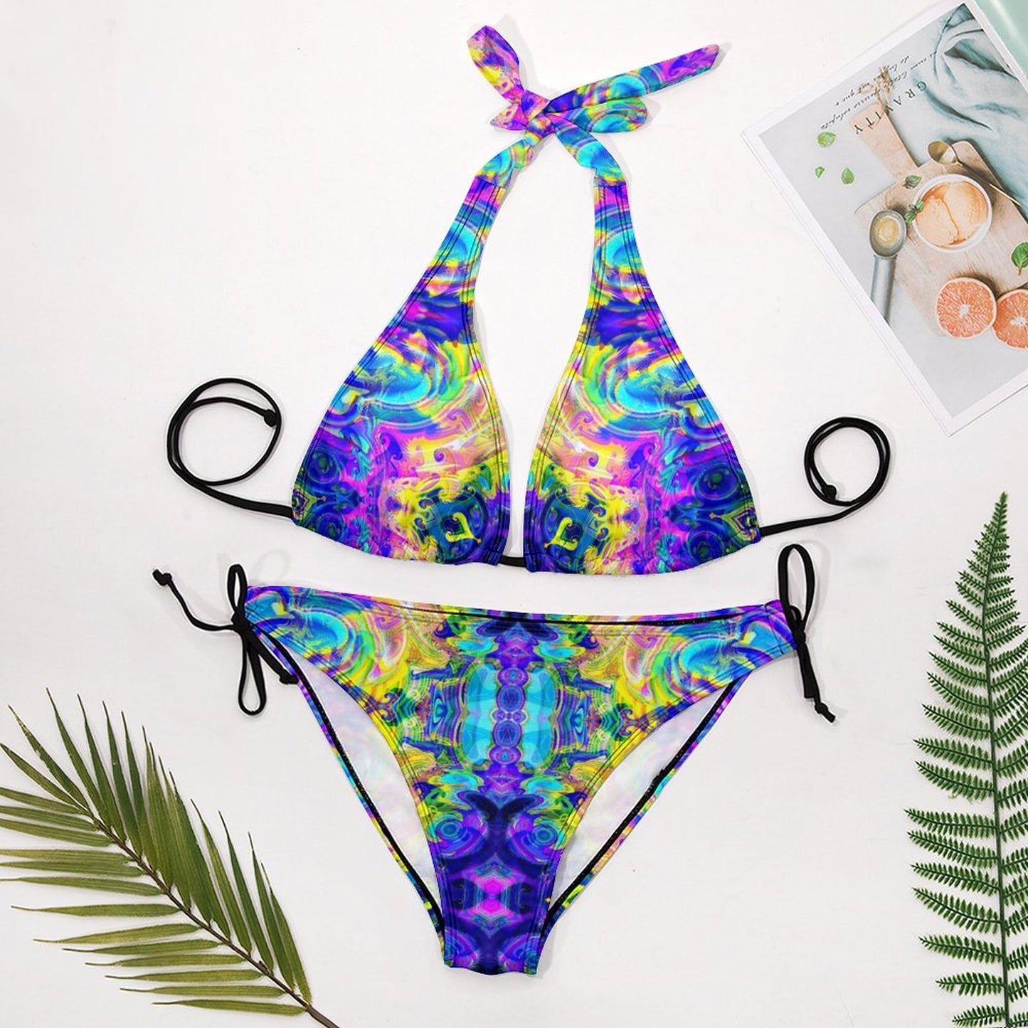Two Piece Halter Swimsuit Vibrant Colors