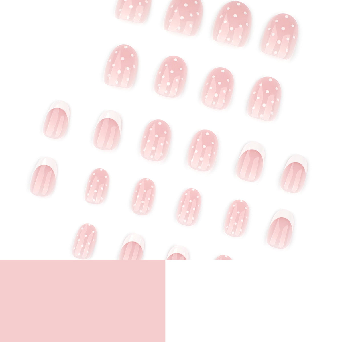 "Pink Polka Dot French" - Precision Crafted Press-On Nails – Image 4