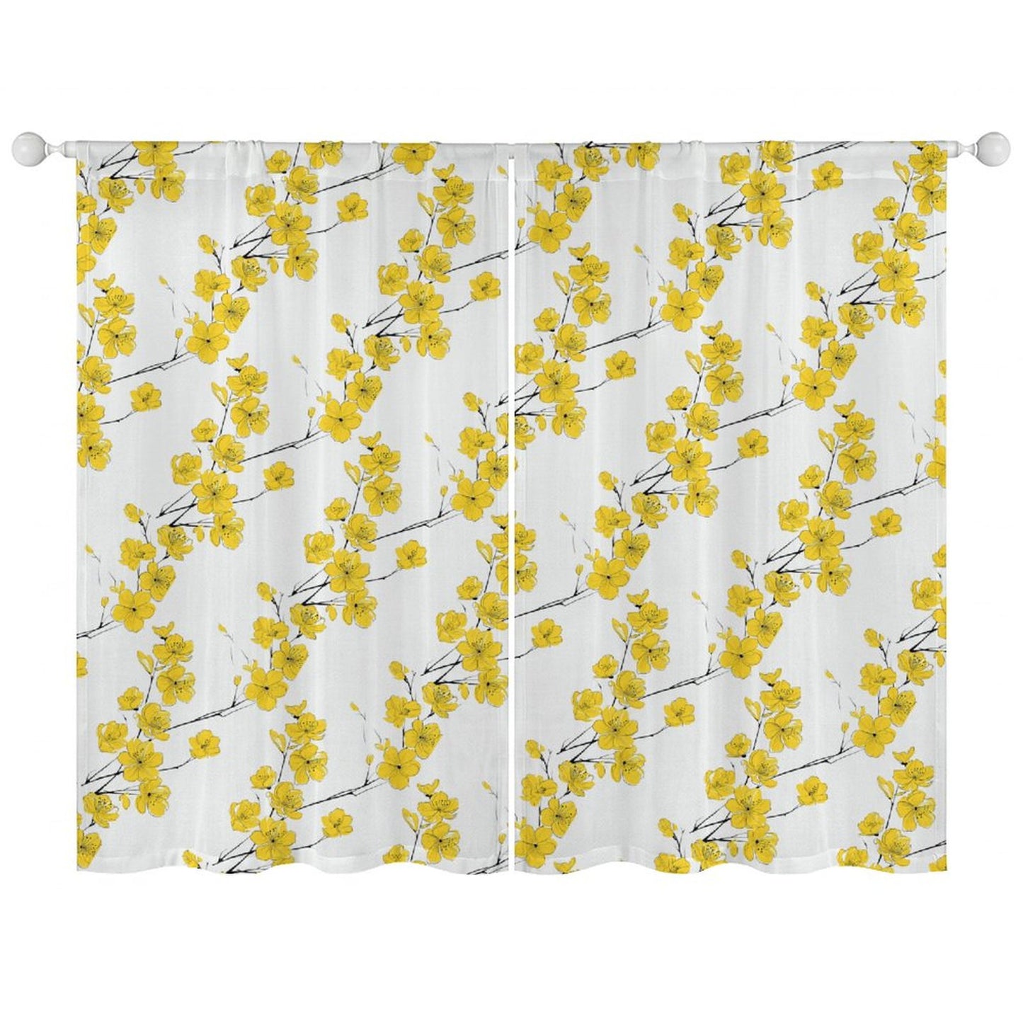 Sheer Curtain White and Yellow