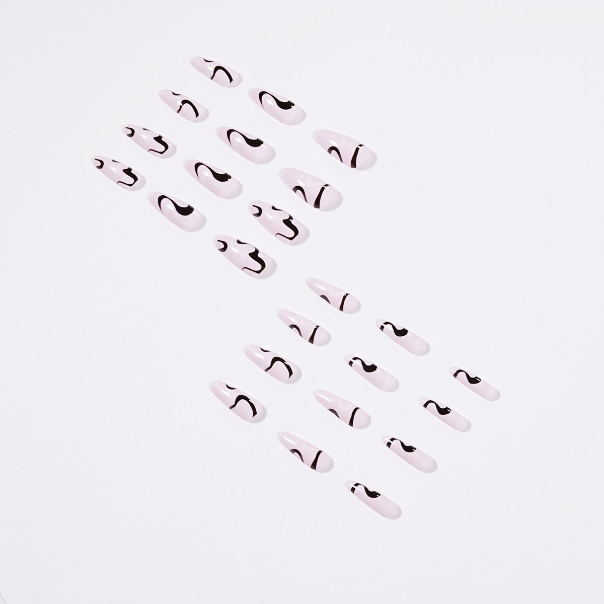 Black and white water wave Press on nails simple wind nail wave nail line nail Press on nails wholesale 365nails – Image 3