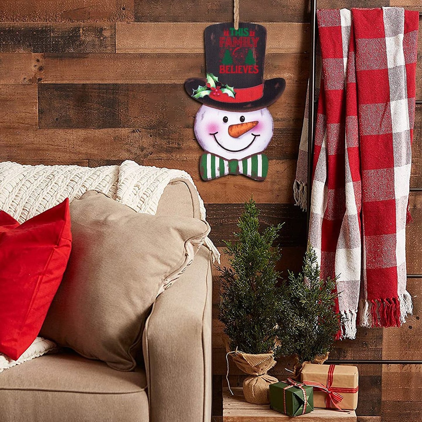 Wooden Christmas Snowman Ornament