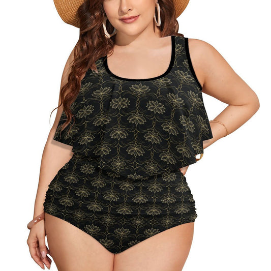 Plus Size Women's Two piece Swimsuit with Tankini FT5095 (All-Over Printing)