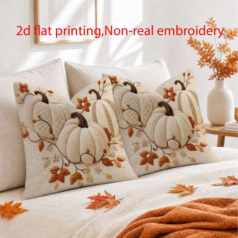 2D Flat-printing Bohemian Country-style Rustic Throw Pillow Set in 2pcs. Suitable for Autumn Decoration.
