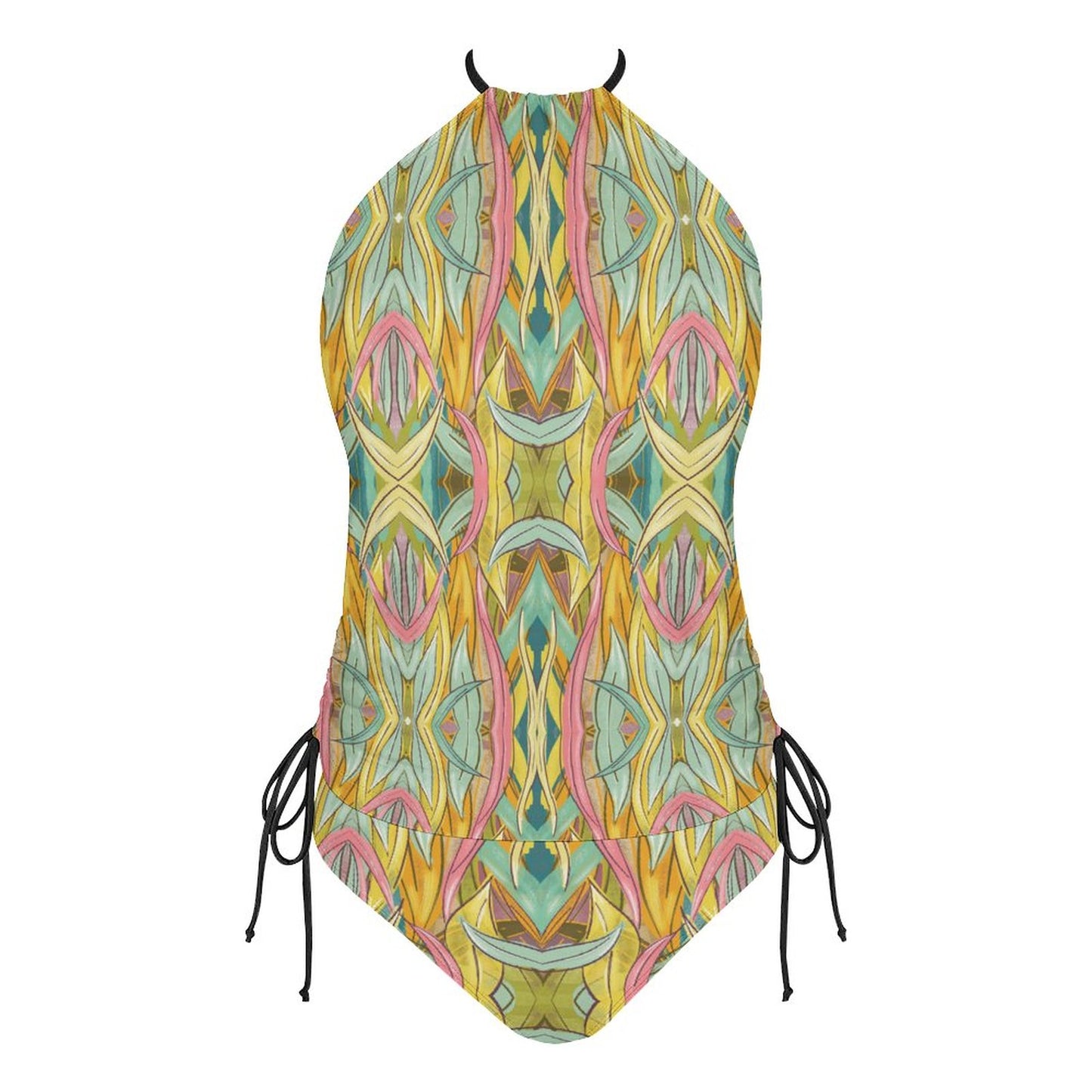 2-Piece Women's Tankini Set with High Neck Halter Top