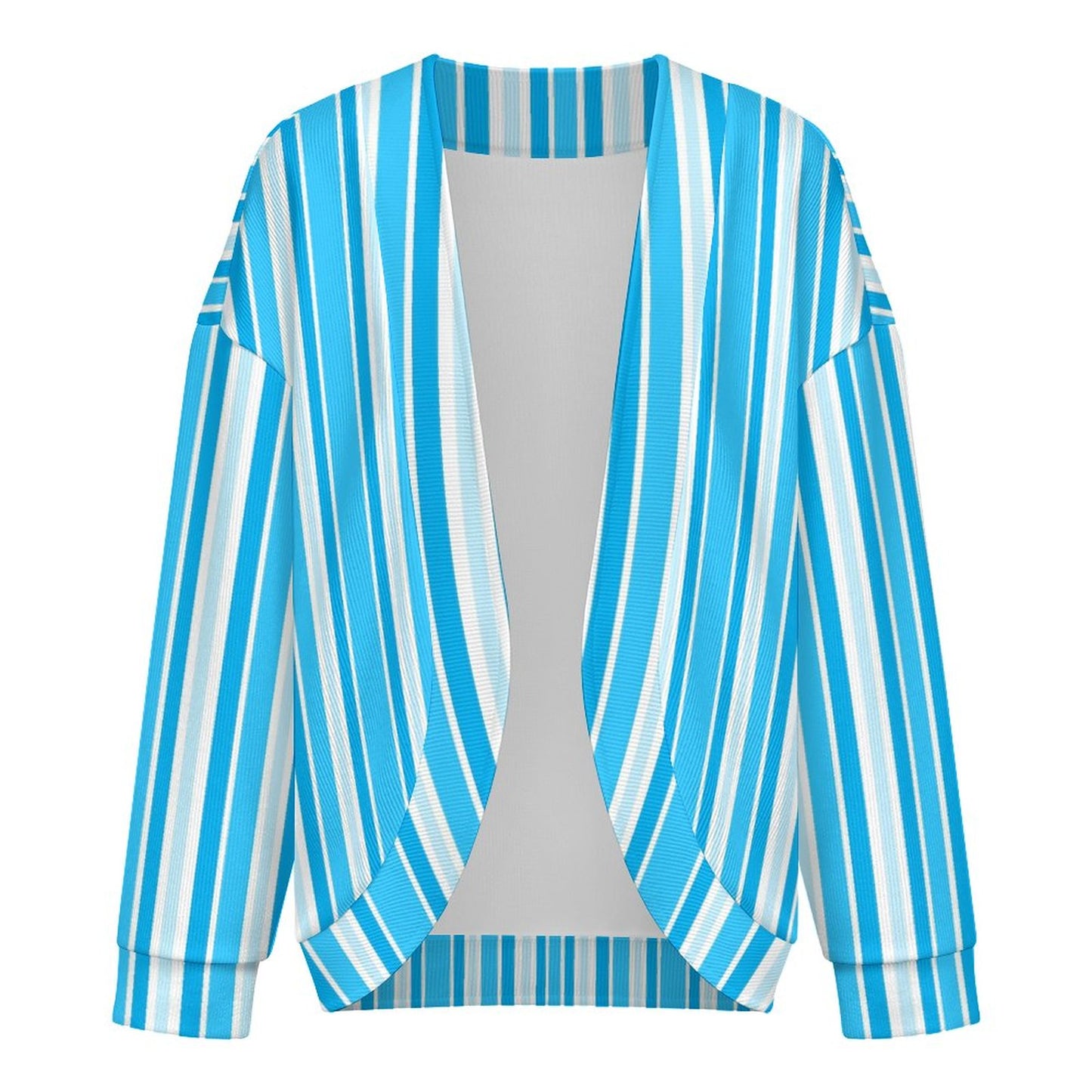 Women's Drop Shoulder Cardigan Blue Stripes