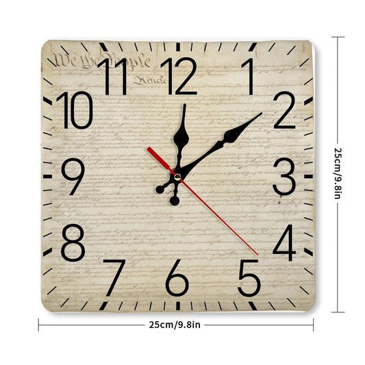 Square Wall Clock-9.8"x9.8"/25x25cm - 
"We the People"