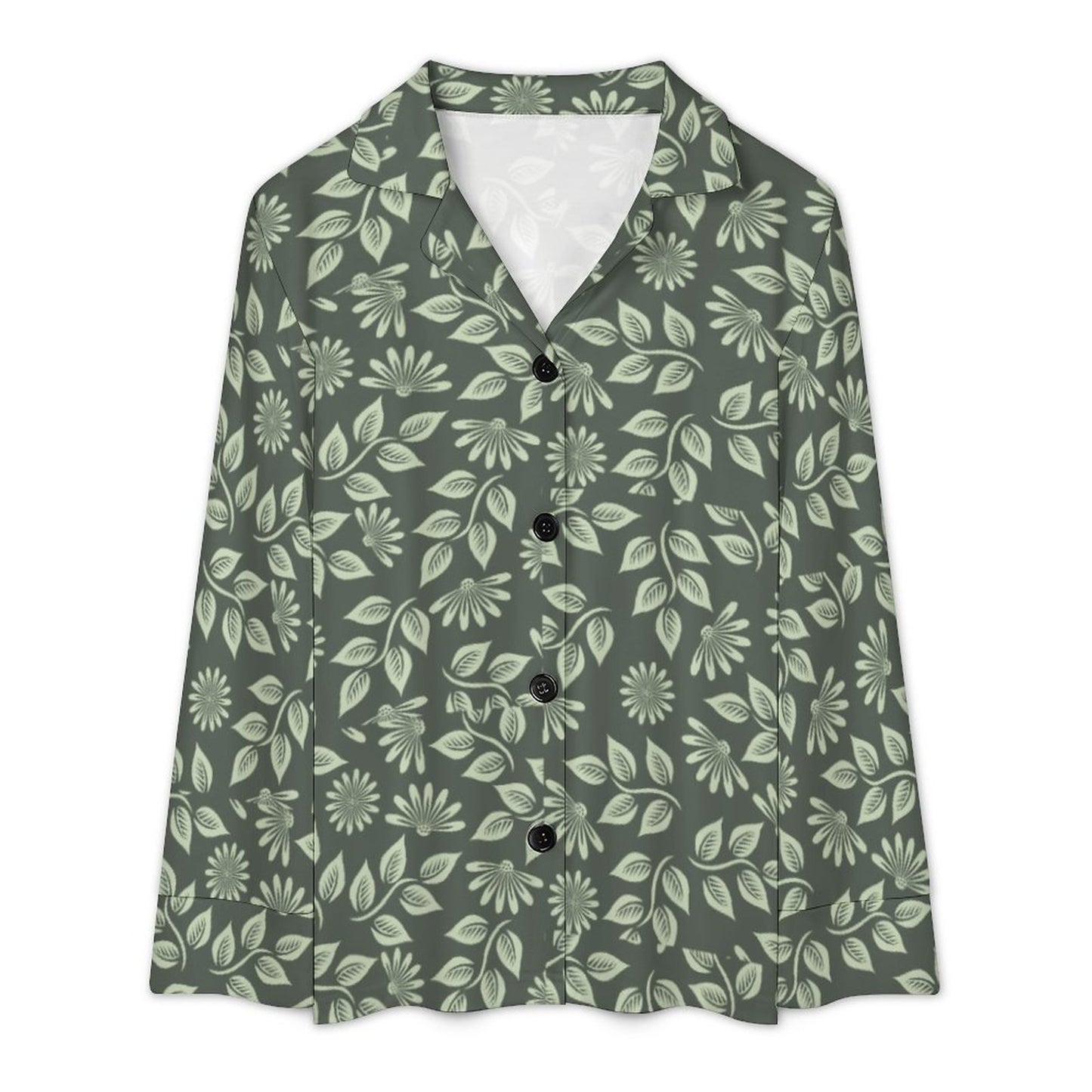 V-Neck Women Night Wear Suit DTZ Green Ivy