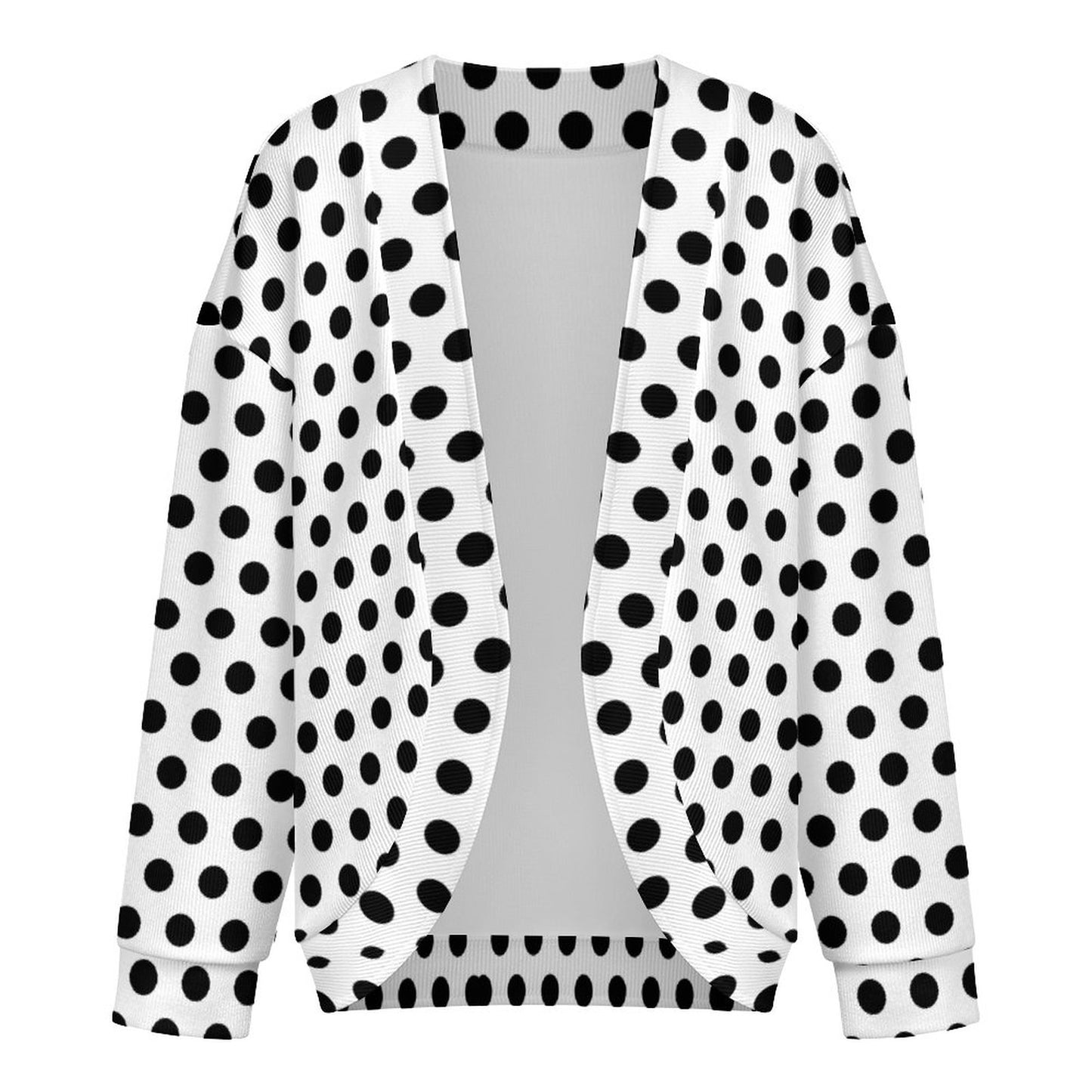 Women's Drop Shoulder Cardigan Black Polka Dots