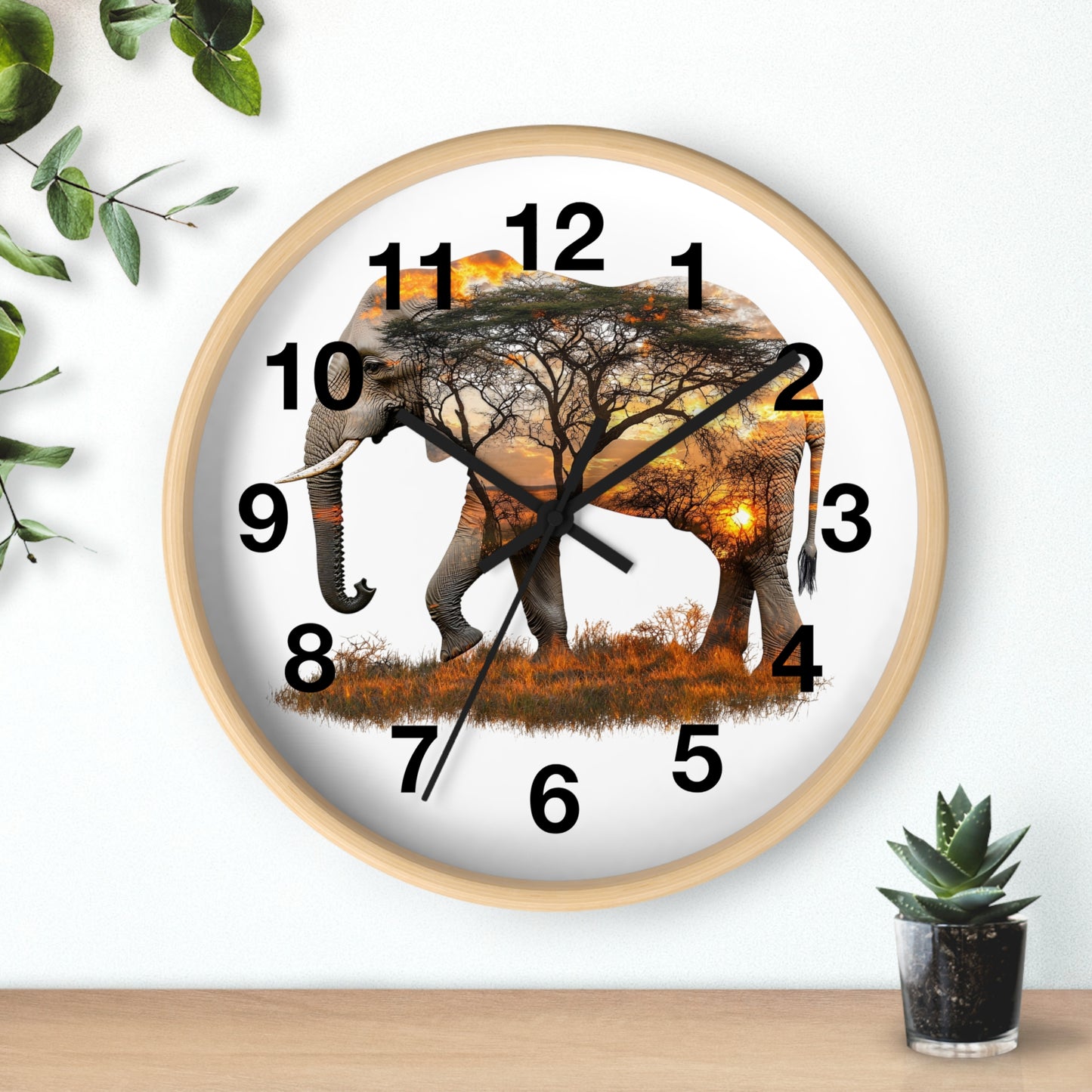 Elephant Sunset Wall Clock, Nature Decor, Wildlife Home Accessory, Animal Lover Gift, Safari Themed Clock, Unique Wall Art