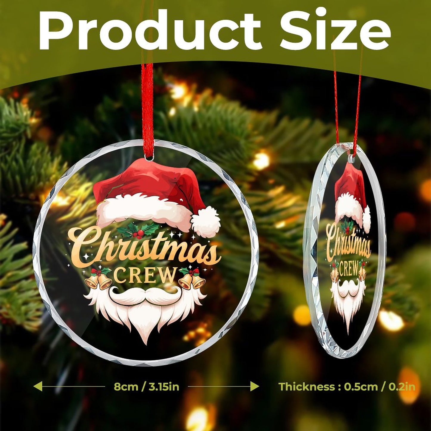 Glass Circular Ornament Pendant Christmas Crew