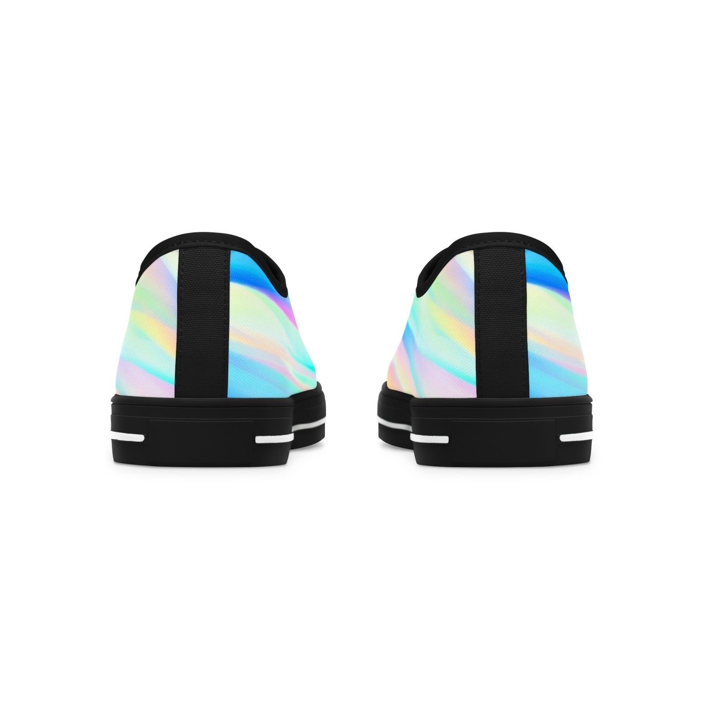 Holographic Rainbow Low Top Sneakers — Women's Iridescent Casual Shoes