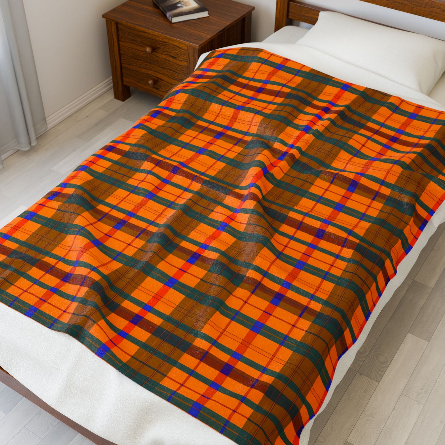 Cozy Plaid Velveteen Plush Blanket | Soft Throw for Fall, Home Décor, Gift for Him/Her, Autumn Vibes, Snuggle-Up Comfort