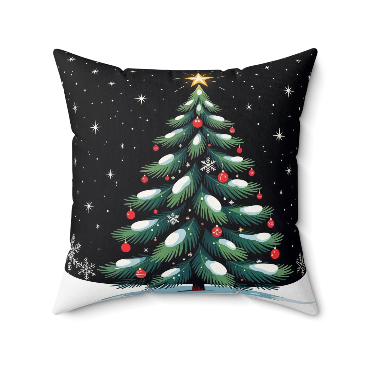 Christmas Tree Throw Pillow — Festive Star-Topped Holiday Decor