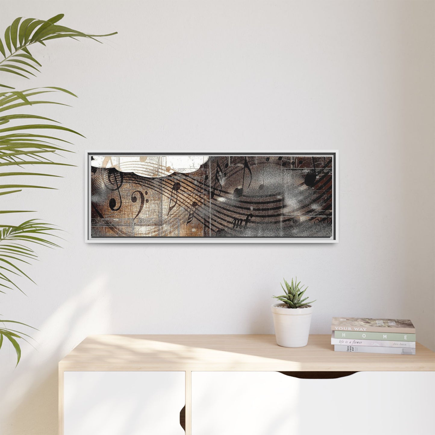 Framed Music Notes Canvas Print — Abstract Vintage Piano & Sheet Music Wall Art