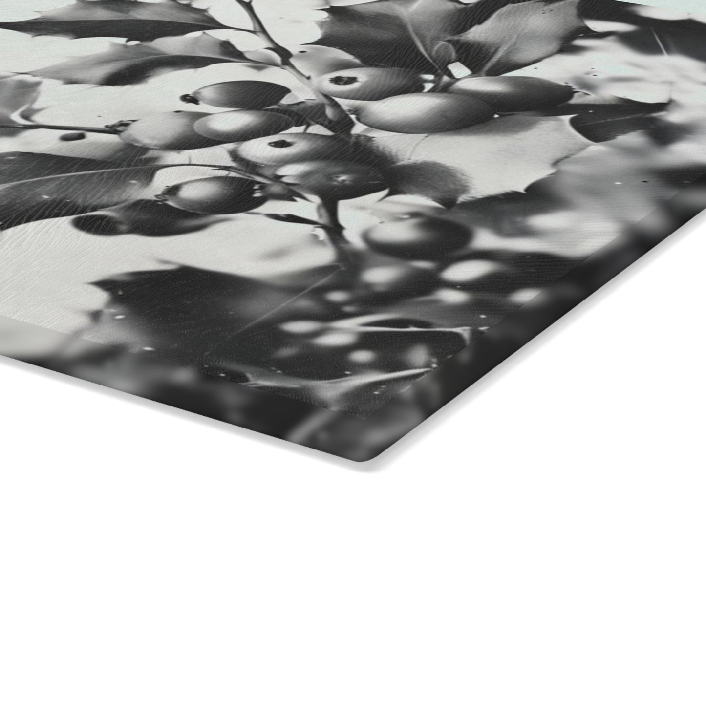 Merry Christmas Glass Cutting Board – Holly Berries Holiday Kitchen Decor