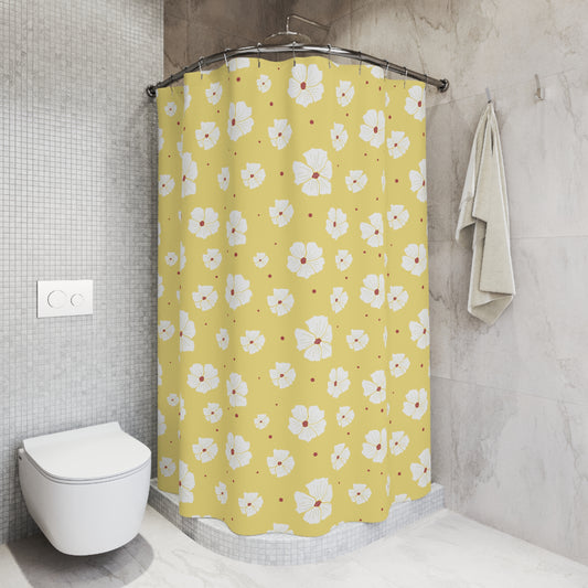 Charming Floral Shower Curtain, Vibrant Bathroom Decor, Happy Yellow Floral Design, Home Accessory, Gift for Her, Spring Decor