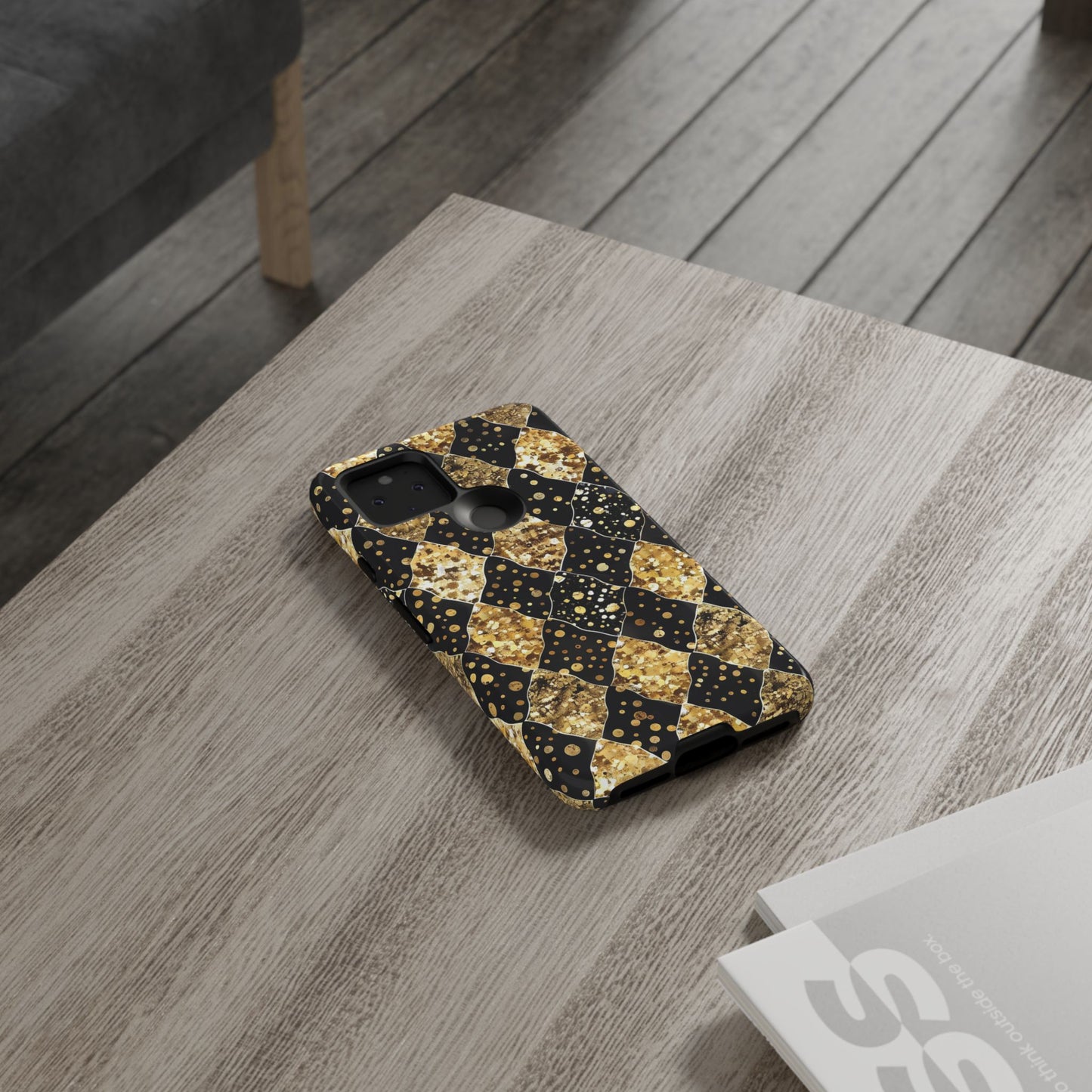 Elegant Gold & Black Phone Case for Tough Protection