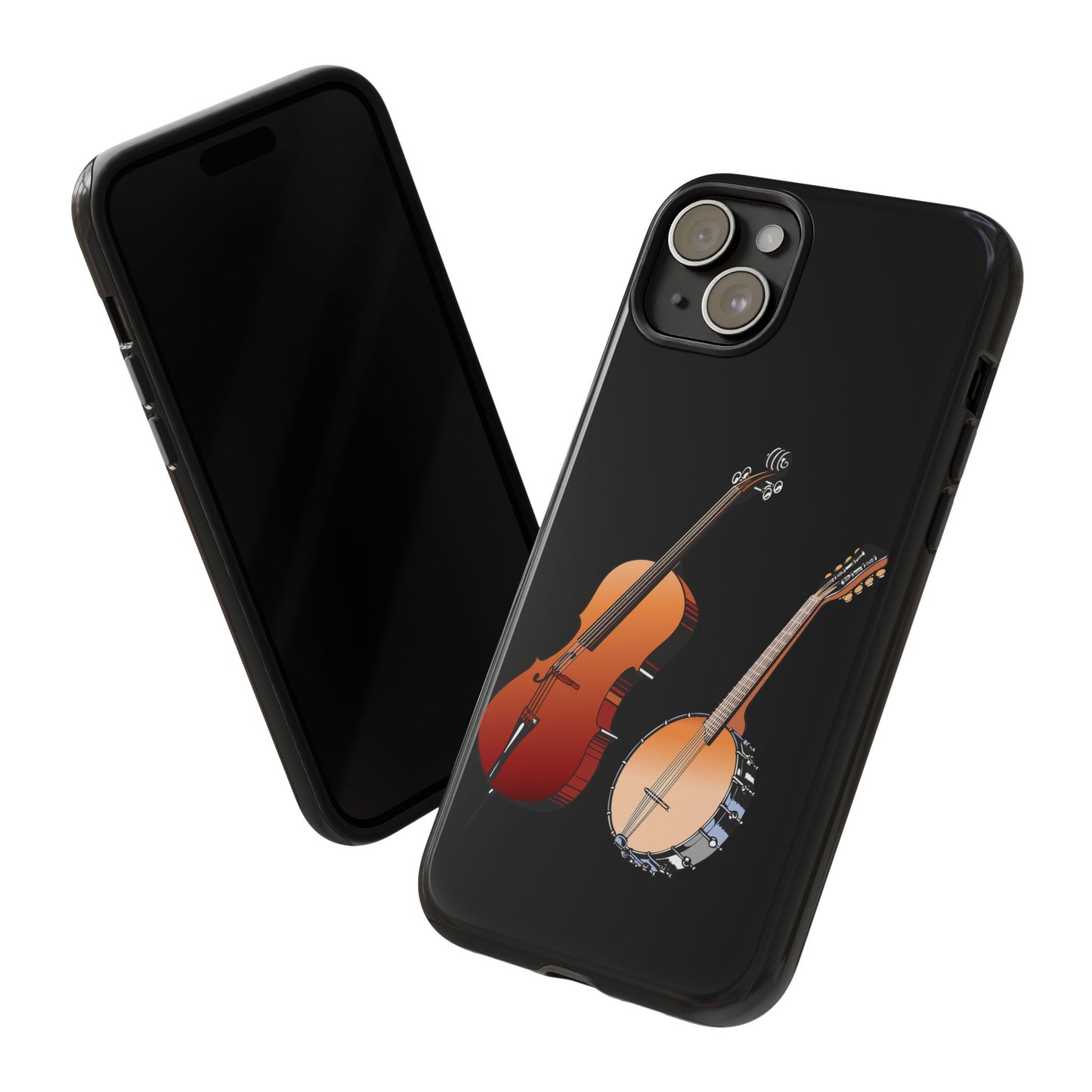 Musical Instrument Phone Case - Violin & Banjo Design, Music Lover Gift, Unique Phone Cover, Holiday Gift, Durable Tough Cases