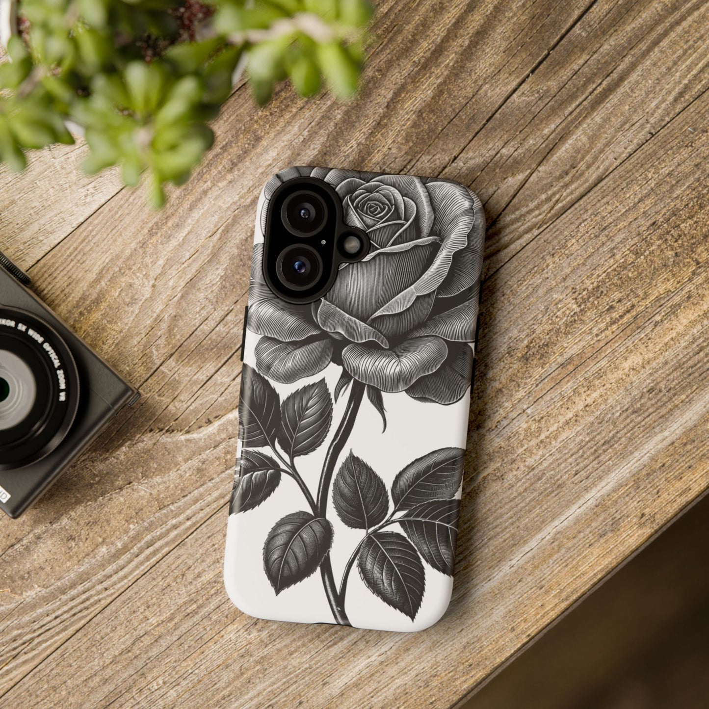 Elegant Floral Phone Case - Tough Cases, Black Rose Design, Floral Phone Cover, Stylish Phone Accessory, Gift for Her, Mother's Day