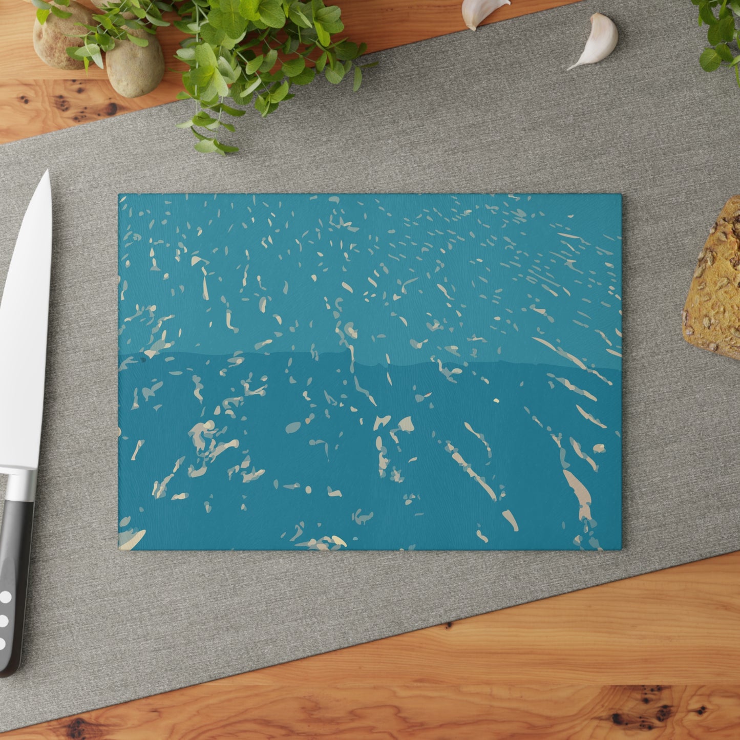 Aqua Wave Glass Cutting Board | Kitchen Decor, Unique Gift, Cooking Accessory, Home Chef Essentials, Wedding Registry