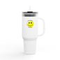 Happy Face Insulated Travel Mug | 40oz, Summer Vibes, Gift for Coffee Lovers, Home Office Essential, Brighten Your Day