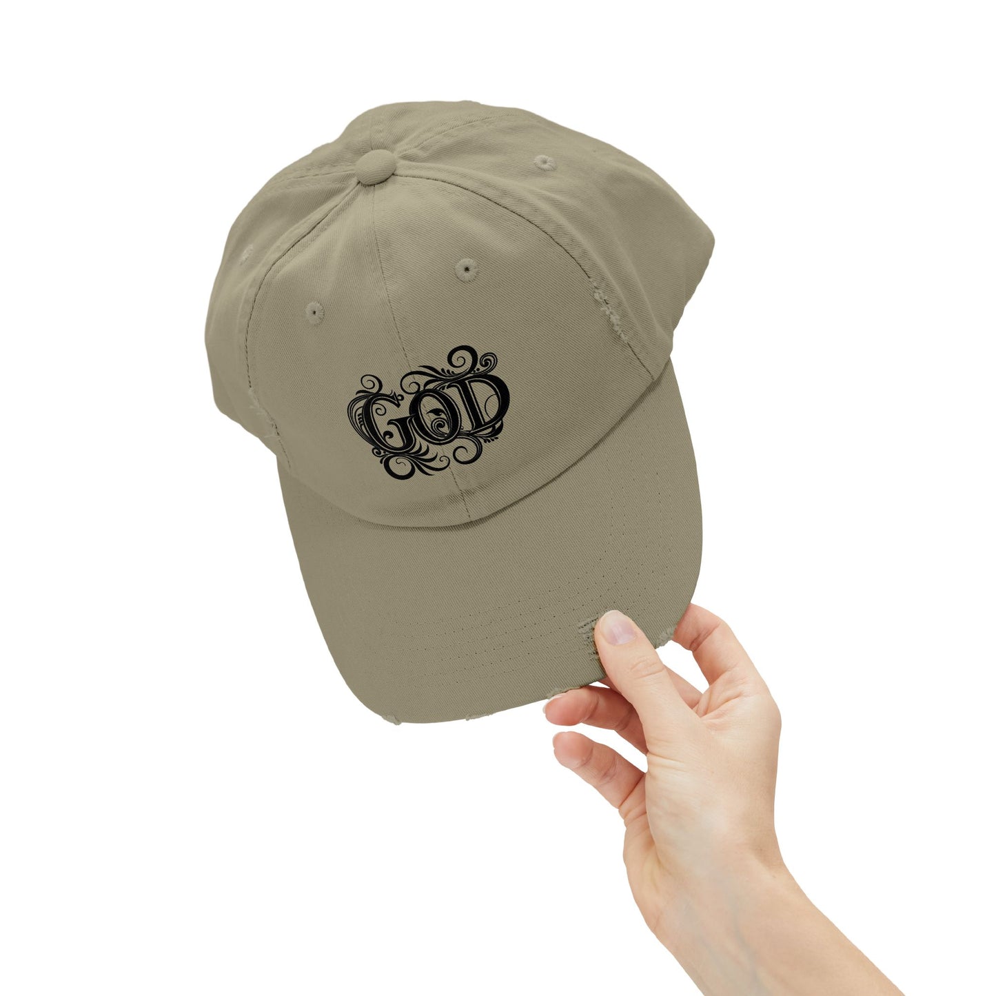 Distressed God Cap, Unisex Casual Hat, Trendy Vintage Cap, Faith Inspired Headwear, Gift for Religious Devotees