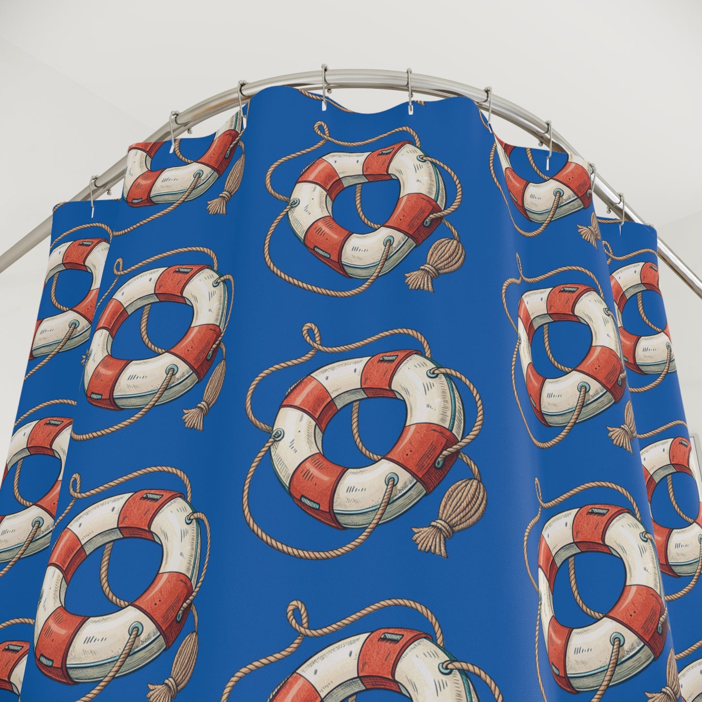 Nautical Lifesaver Shower Curtain, Beach Decor, Coastal Bathrooms, Gift for Sea Lovers, Summer Vibes, Nautical Theme