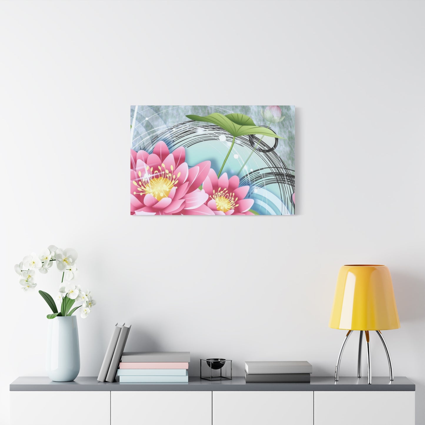 Lotus Blossom Matte Canvas Wall Art — Stretched 1.25" Decorative Print