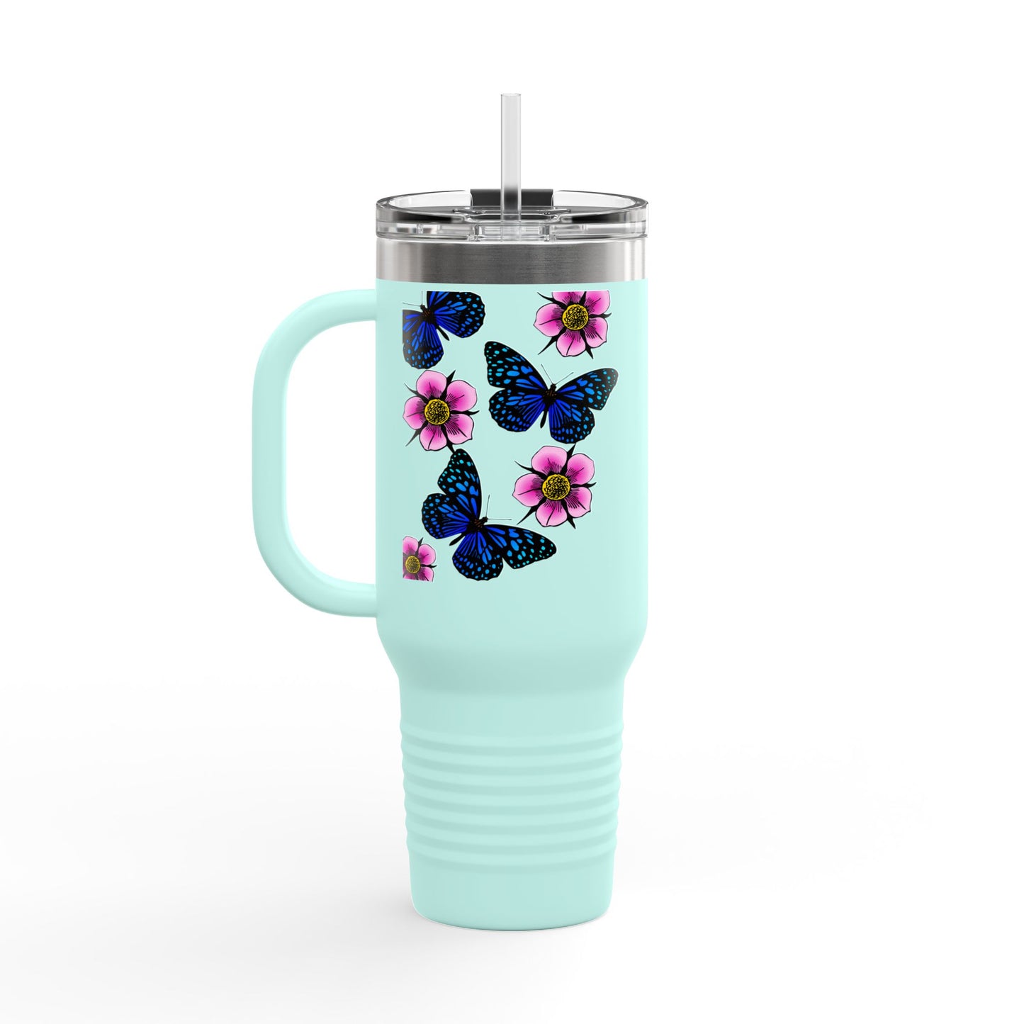 Floral Butterfly Insulated Travel Mug, 40oz - Perfect for Nature Lovers, On-the-Go Coffee, Outdoor Adventures, Birthday Gift, [...]
