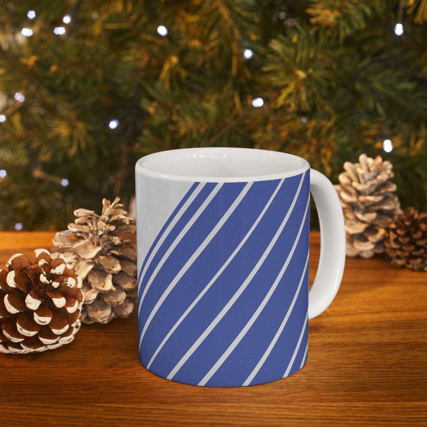 Elegant Blue Stripe Ceramic Mug | Coffee Cup, Tea Mug, Gift for Him/Her, Modern Kitchen Decor, Minimalist Design