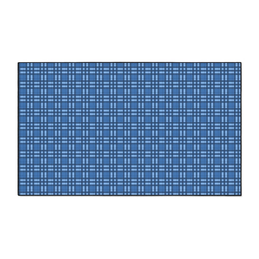 Blue Plaid Heavy-Duty Floor Mat — Durable Non-Slip Entry & Utility Rug