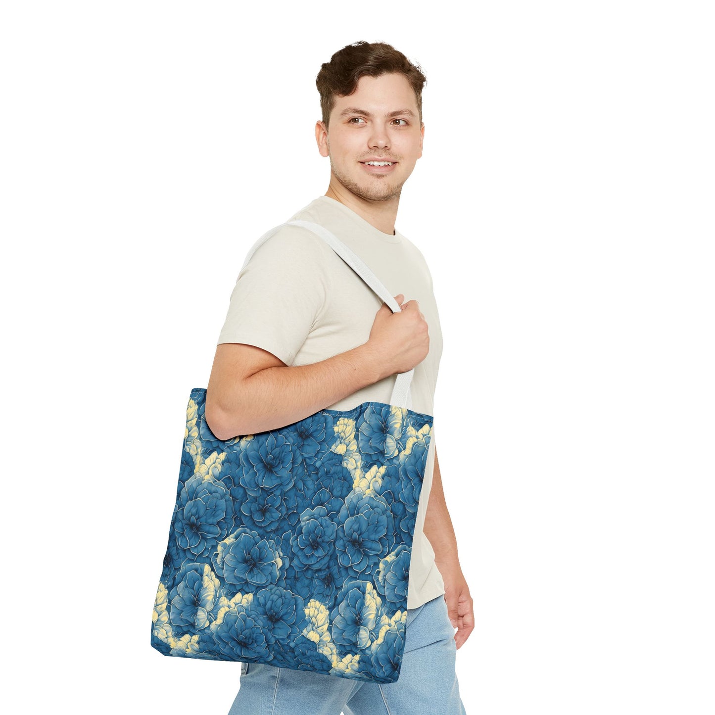 Floral Blue Peony Tote
