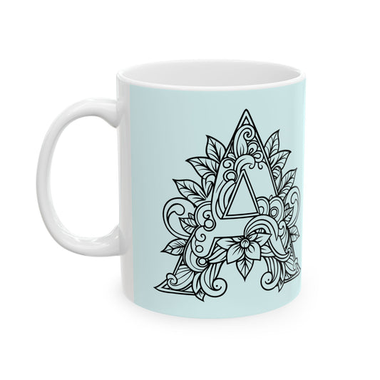 Mandala Design Ceramic Mug - Letter A Calming Tea & Coffee Cup, Gift for Her, Home Decor, Zen Vibes, Meditation