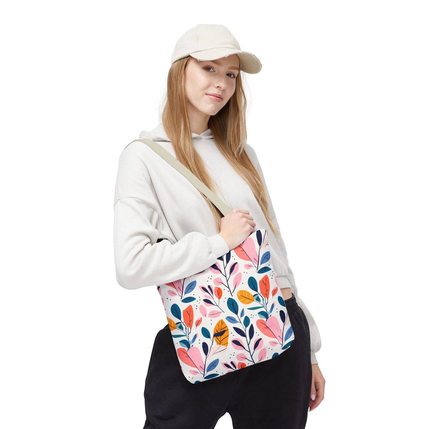 Floral Leaves Tote Bag — Colorful Botanical All-Over Print Bag