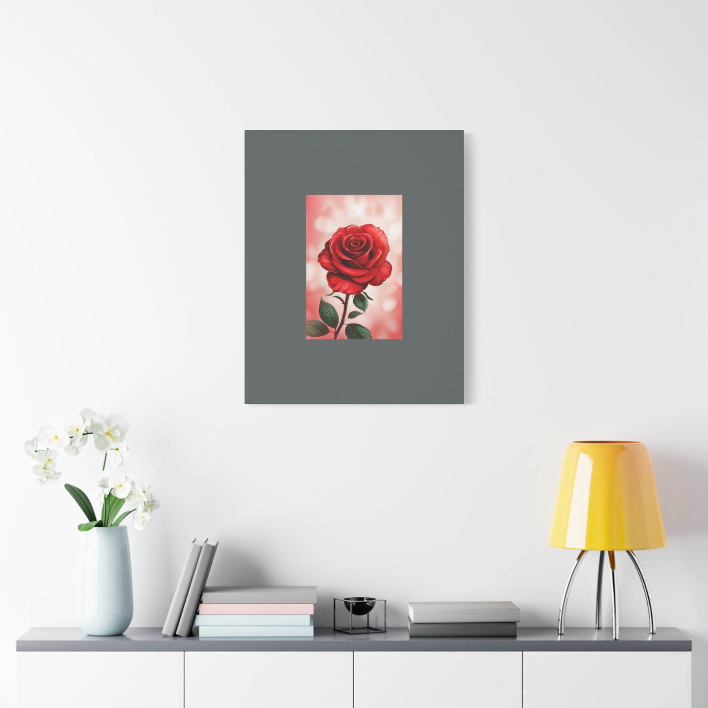 Red Rose Vertical Matte Canvas Print — Romantic Floral Wall Art