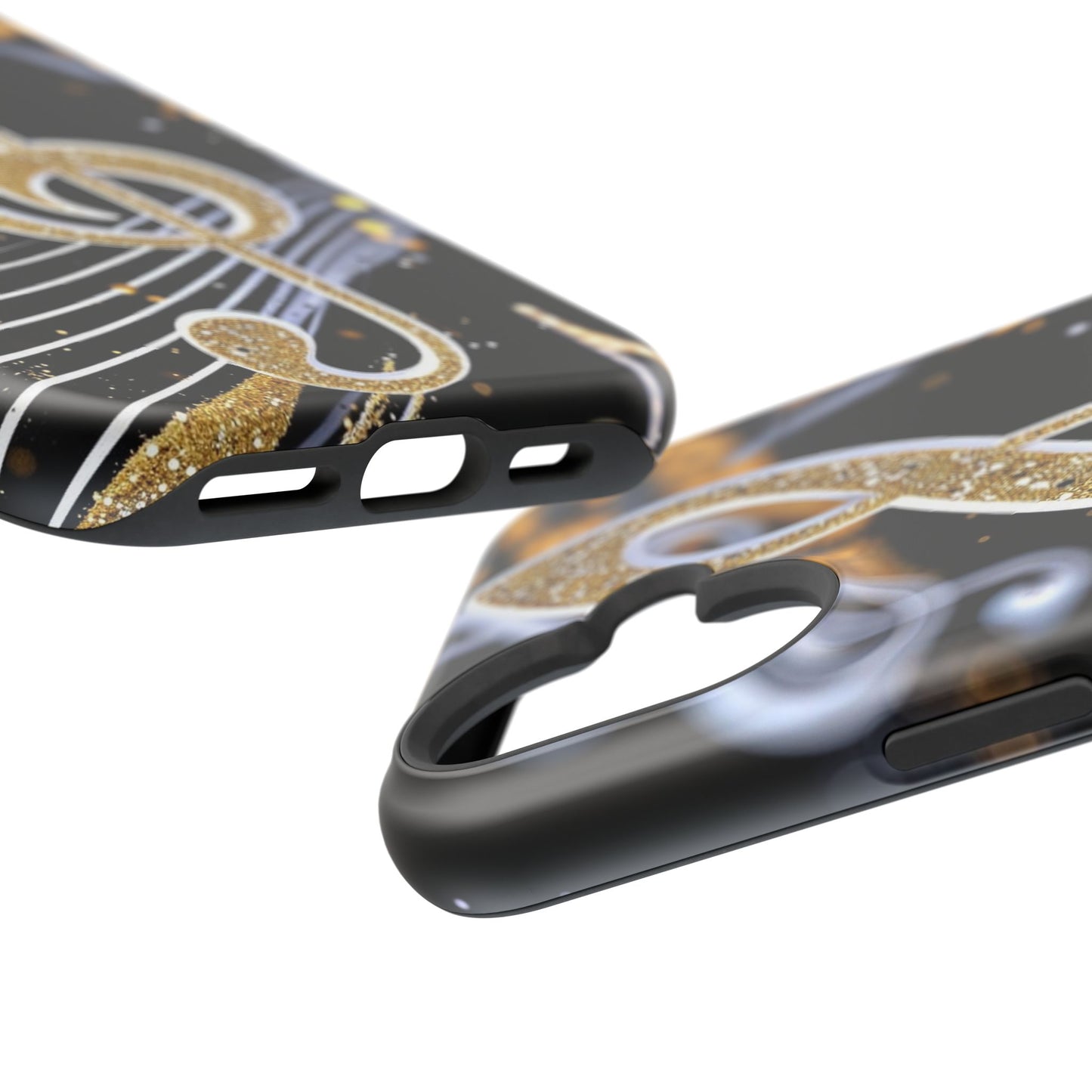 Music Notes Magnetic Impact-Resistant Phone Case — Gold Treble Clef Design