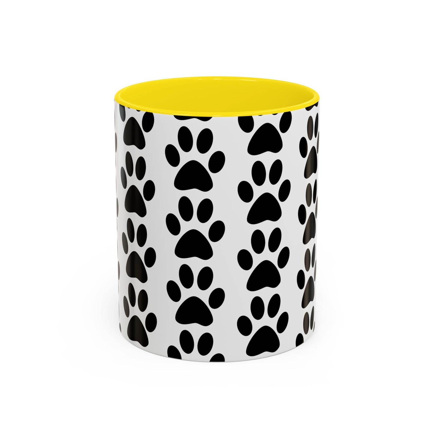 Paw Print Accent Coffee Mug - Dog Lover Gift, Black and White Pet Mug, Cute Animal Decor, Personalized Pet Owner Present, Coffee Tea Cup