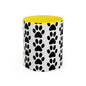 Paw Print Accent Coffee Mug - Dog Lover Gift, Black and White Pet Mug, Cute Animal Decor, Personalized Pet Owner Present, Coffee Tea Cup