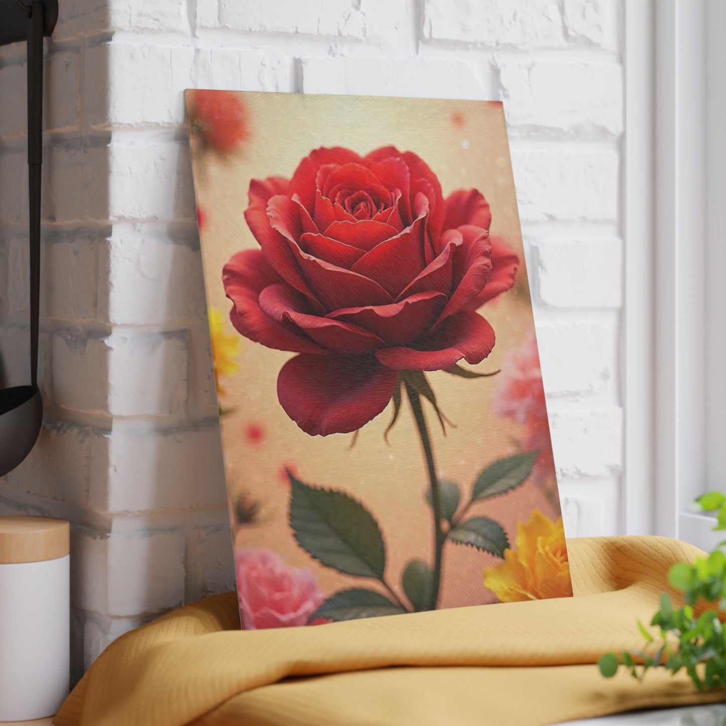 Romantic Floral Glass Cutting Board, Kitchen Decor, Wedding Gift, Home Cooking, Unique Housewarming Gift, Gift for Her