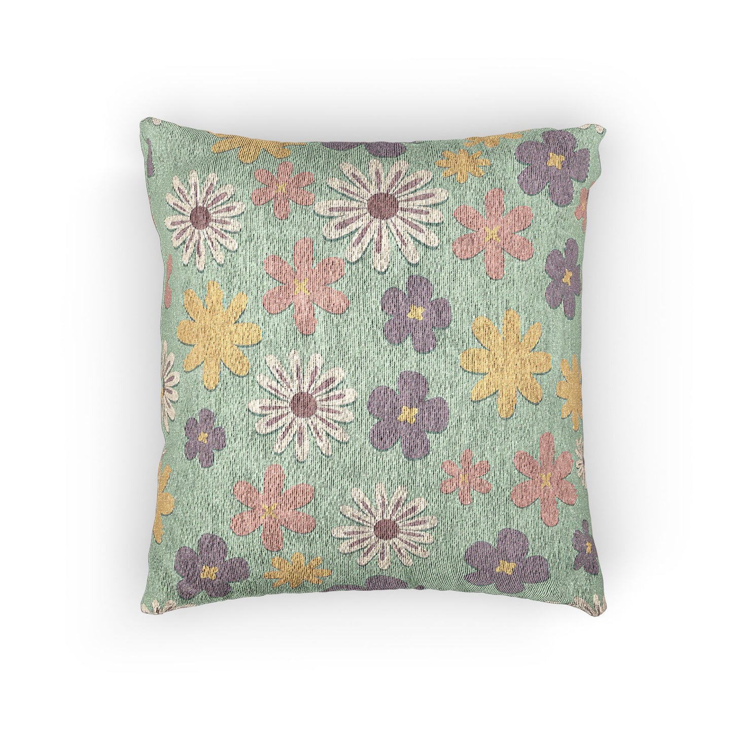 Floral Woven Pillow, Decorative Accent Cushion for Home, Boho Pillow for Living Room, Gift for Housewarming, Cozy Home Decor