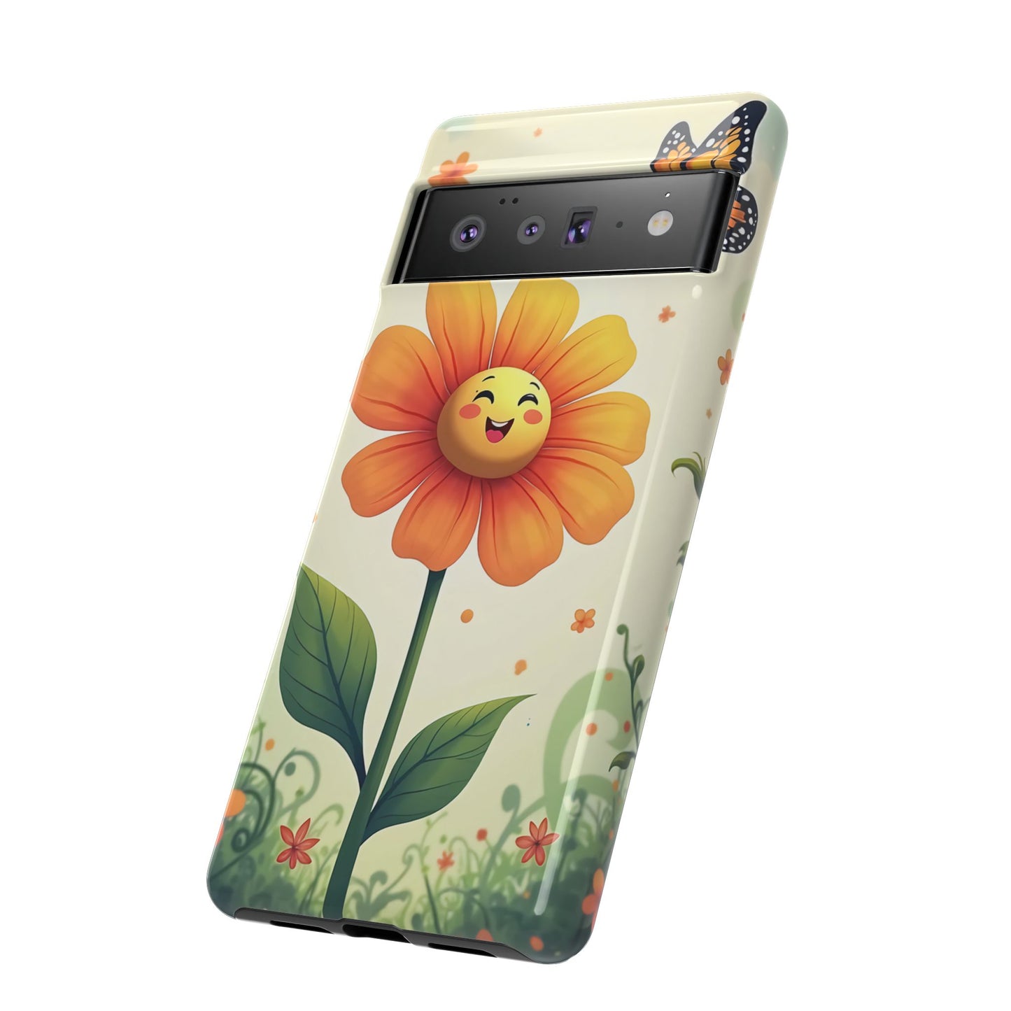 Floral Phone Case with Butterfly Design, Cute Flower Phone Cover for Nature Lovers, Eco-Friendly Gift, Spring Vibes, Birthday Present