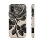 Black Rose Phone Case, Tough Cases with Floral Design, Elegant Tech Accessory, Gift for Flower Lovers, Stylish Protection
