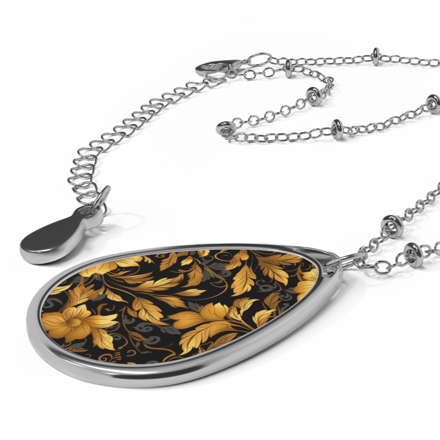 Oval Necklace - black and gold